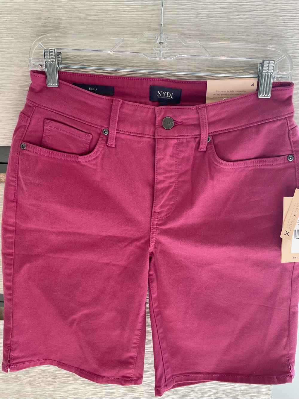 NYDJ Ella Raspberry Pink Stretch Denim Bermuda Shorts w LiftxTuck Technology